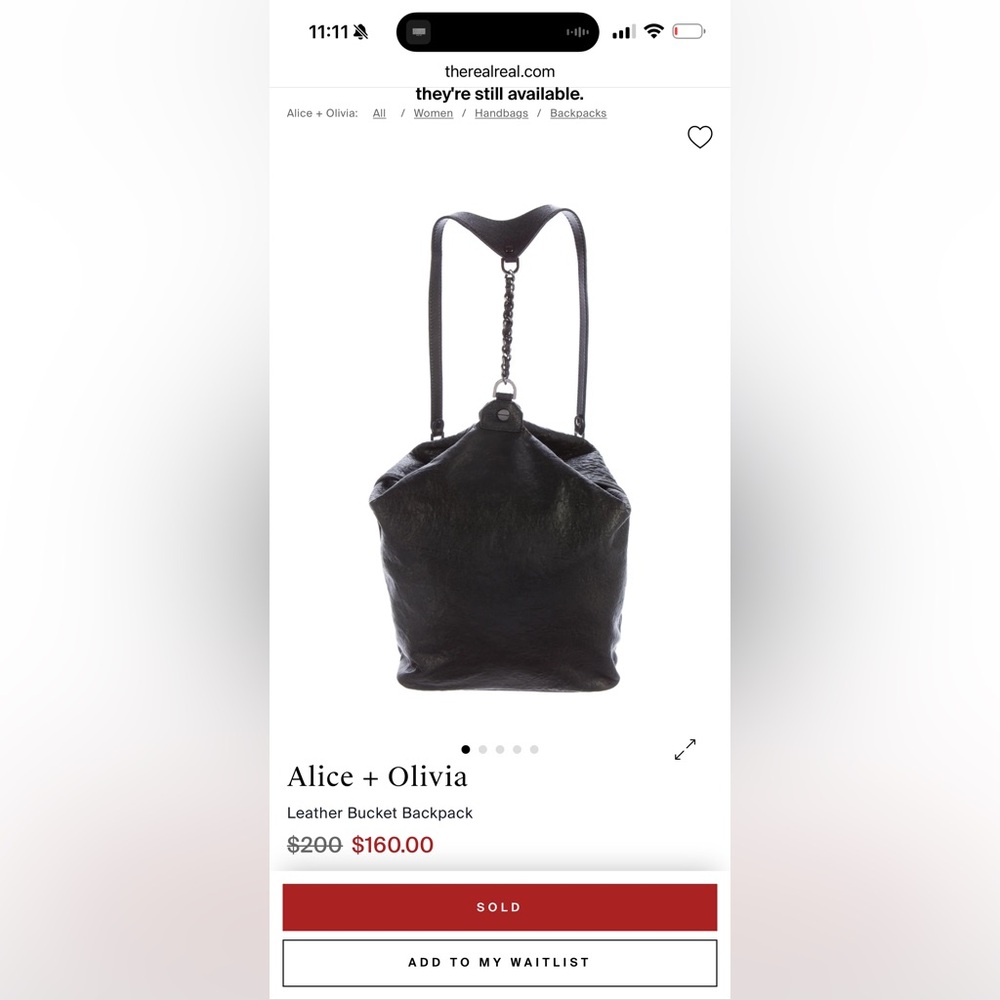 Alice and Olivia Leather Backpack, chain straps